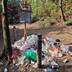 大美四明山 秀丽十字裤 垃圾成小山